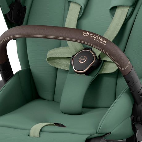 Cybex Priam Travel System with Accessories, Cloud T Car Seat & ISOFIX Base - Leaf Green / Rose Gold Frame