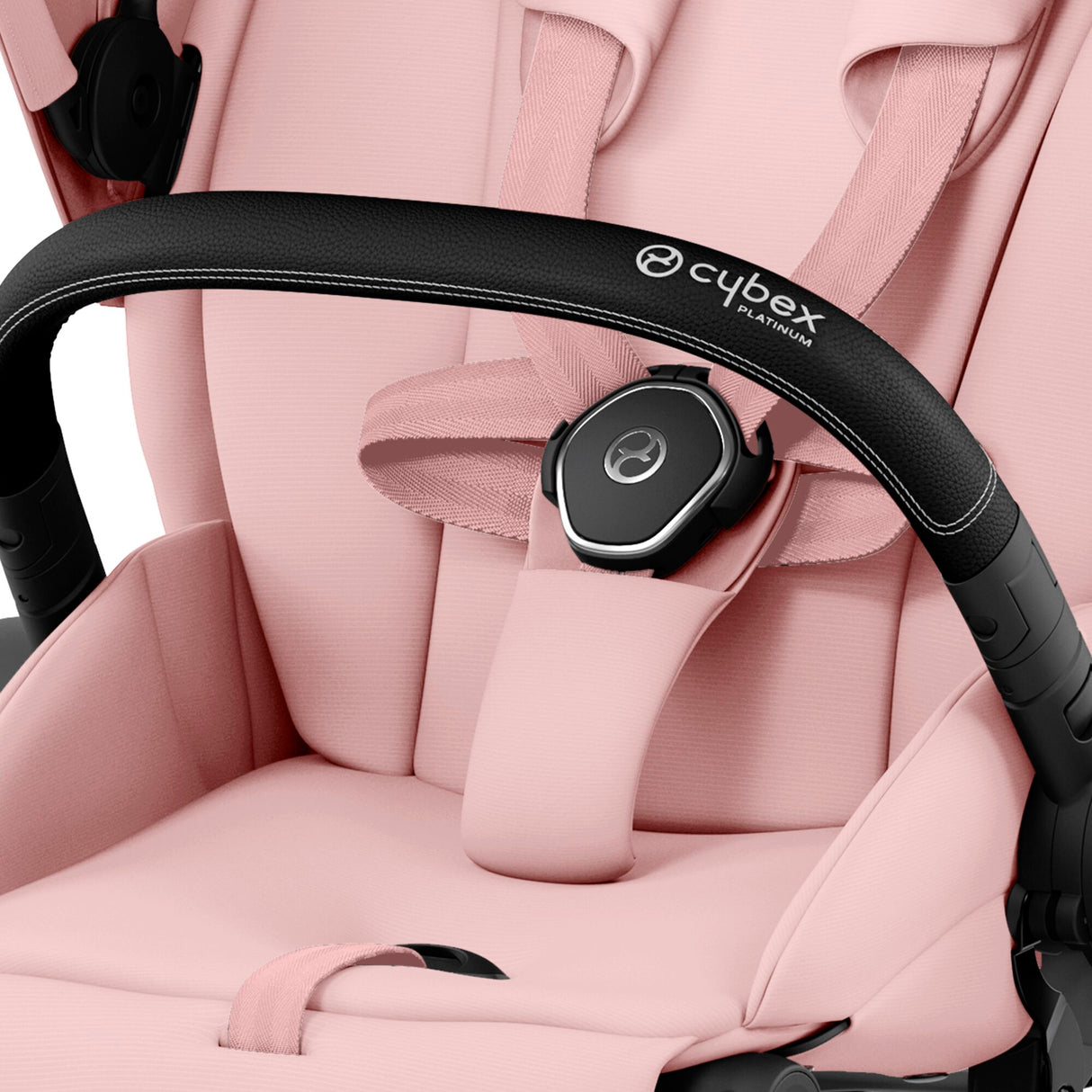 Cybex Priam Travel System with Accessories, Cloud T Car Seat & ISOFIX Base - Peach Pink / Chrome Black Frame