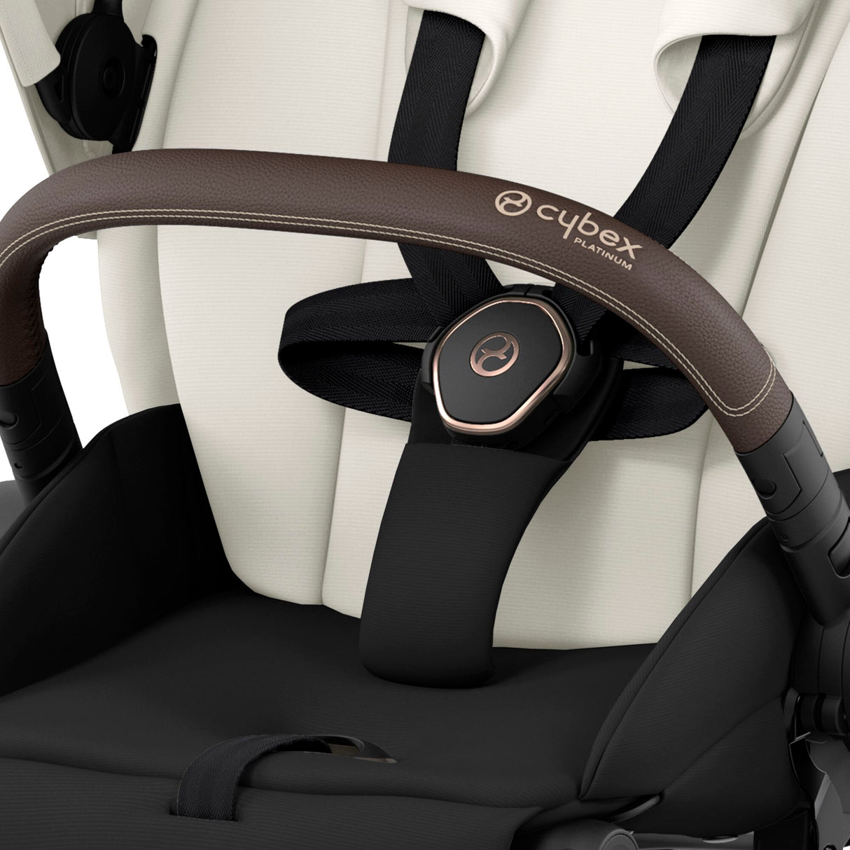 Cybex Priam Travel System with Accessories, Cloud T Car Seat & ISOFIX Base - Off White / Rose Gold Frame