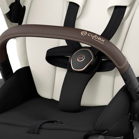 Cybex Priam Travel System with Accessories, Cloud T Car Seat & ISOFIX Base - Off White / Rose Gold Frame