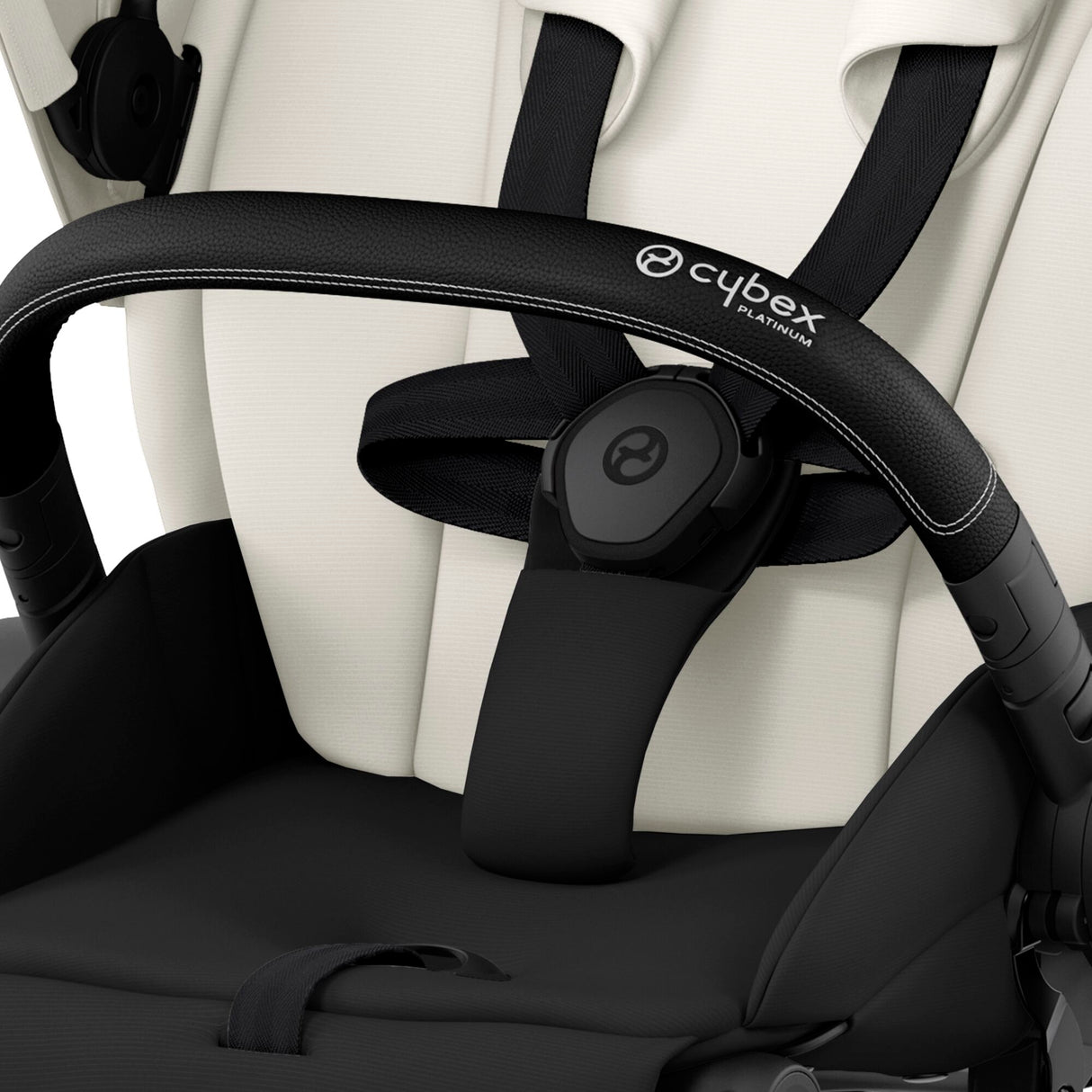 Cybex Priam Travel System with Accessories, Cloud T Car Seat & ISOFIX Base - Off White / Matt Black Frame