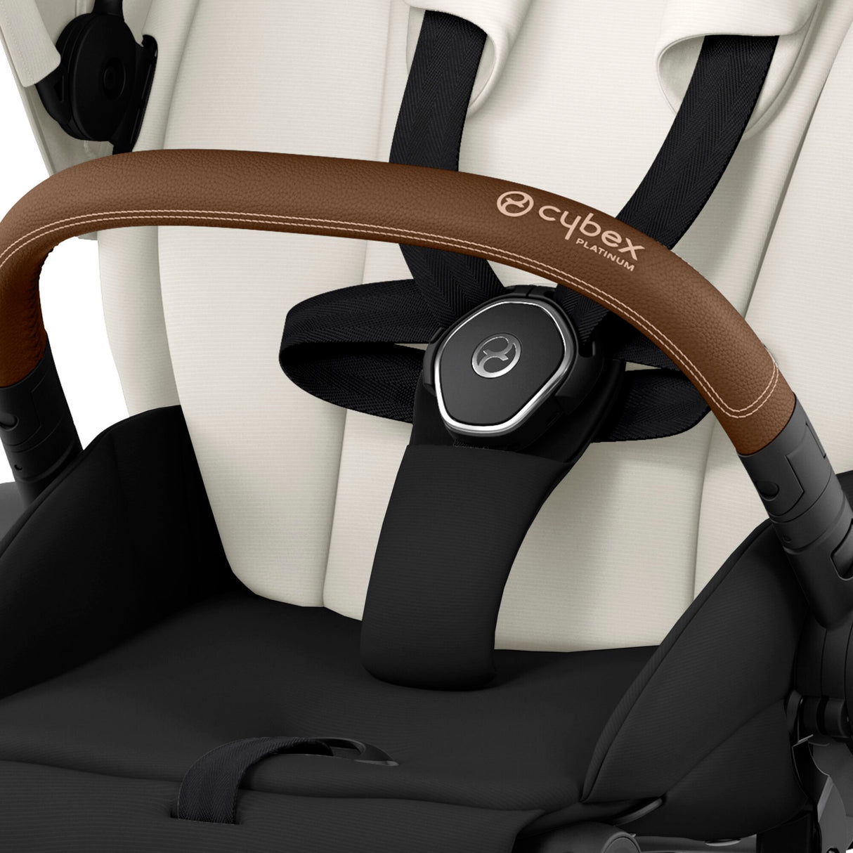 Cybex Priam Travel System with Accessories, Cloud T Car Seat & ISOFIX Base - Off White / Chrome Brown Frame