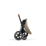 Cybex Priam Travel System with Accessories, Cloud T Car Seat & ISOFIX Base - Cozy Beige / Chrome Brown Frame