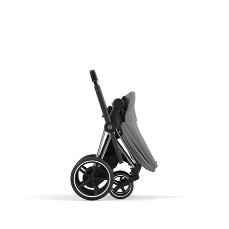 Cybex e-Priam Travel System with Accessories, Cloud T Car Seat & ISOFIX Base - Mirage Grey / Chrome Black Frame