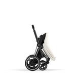 Cybex e-Priam Travel System with Accessories, Cloud T Car Seat & ISOFIX Base - Off White / Chrome Black Frame