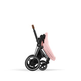 Cybex e-Priam Travel System with Accessories, Cloud T Car Seat & ISOFIX Base -  Peach Pink / Chrome Brown Frame