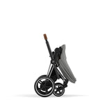Cybex e-Priam Travel System with Accessories, Cloud T Car Seat & ISOFIX Base - Mirage Grey / Chrome Brown Frame