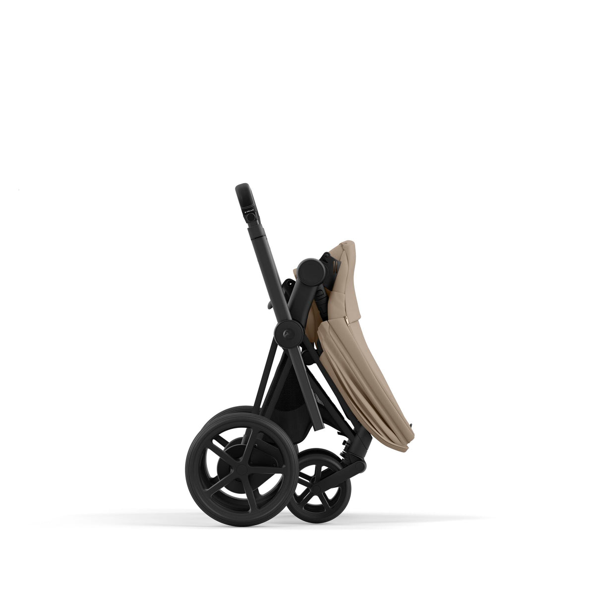 Cybex e-Priam Travel System with Accessories, Cloud T Car Seat & ISOFIX Base - Cozy Beige / Matt Black Frame