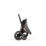 Cybex e-Priam Travel System with Accessories, Cloud T Car Seat & ISOFIX Base - Mirage Grey / Rose Gold Frame