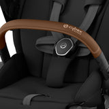 Cybex Priam Travel System with Accessories, Cloud T Car Seat & ISOFIX Base - Sepia Black / Chrome Brown Frame