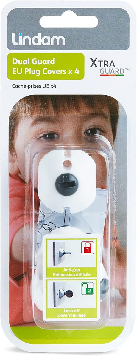 Lindam Lockable European Plug Socket Covers - 4 Pack