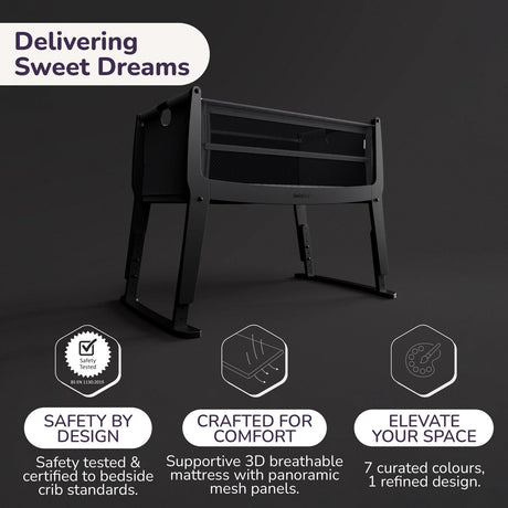 SnuzPod Studio Co-Sleeper Bedside Crib & Mattress - Brooklyn Graphite