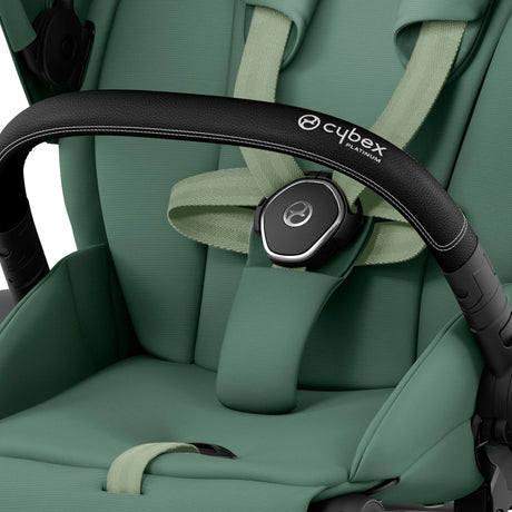 Cybex e-Priam Travel System with Accessories, Cloud T Car Seat & ISOFIX Base - Leaf Green / Chrome Black Frame