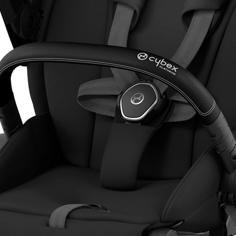 Cybex e-Priam Travel System with Accessories, Cloud T Car Seat & ISOFIX Base - Sepia Black / Chrome Black Frame