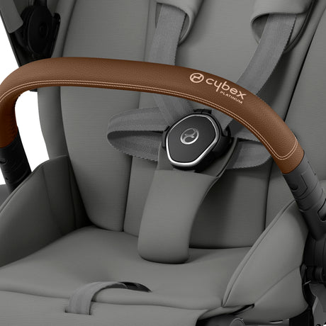 Cybex e-Priam Travel System with Accessories, Cloud T Car Seat & ISOFIX Base - Mirage Grey / Chrome Brown Frame