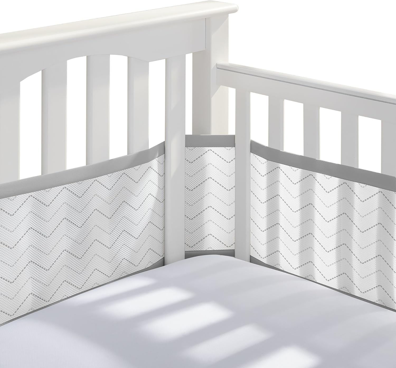 Classic Breathable Mesh 4 Sided Crib Liner – Chevron
