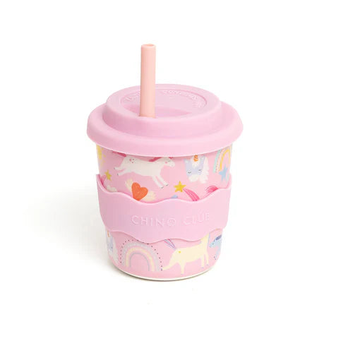 Chino Club Pink Unicorn 8oz Cup & Straw