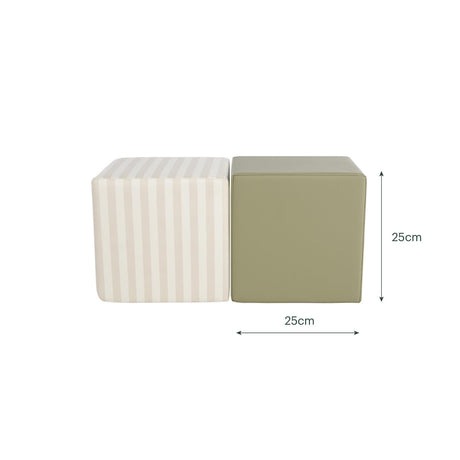 CuddleCo Soft Play Cubes 2pc - Cookie Stripe/Olive