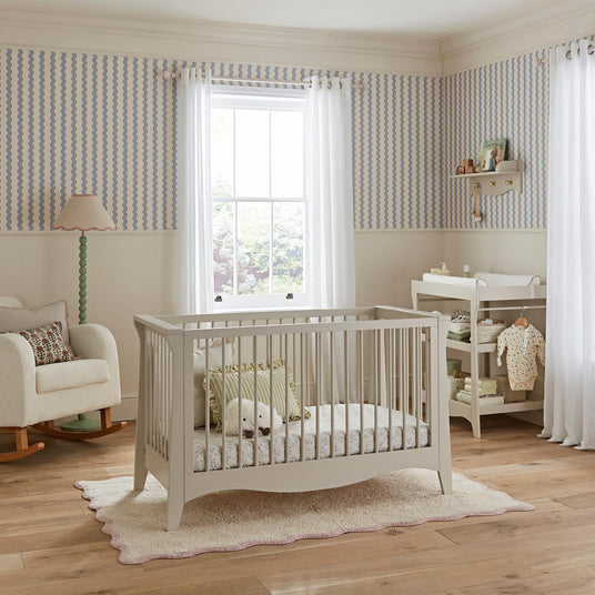 CuddleCo Clara Mini 2 Piece Nursery Furniture Set with Cot Bed and Changer - Cashmere
