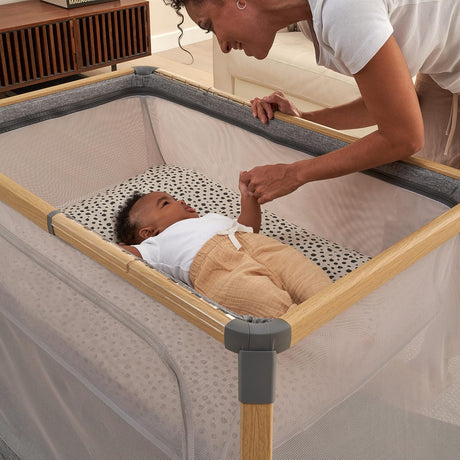 Tutti Bambini CoZee Go 3-in-1 Bassinet, Travel Cot & Playpen – Oak & Charcoal