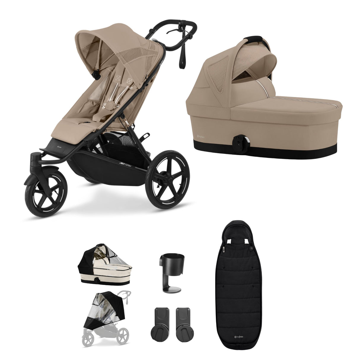 Cybex Avi Spin Pushchair Bundle with Accessories - Almond Beige