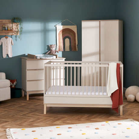 Obaby Astrid Mini 3 Piece Nursery Furniture Set with Mini Cot Bed & Dresser - Satin