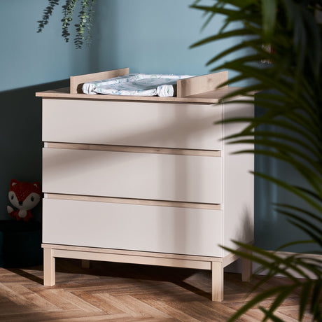 Obaby Astrid Mini 2 Piece Nursery Furniture Set with Mini Cot Bed and Dresser - Satin