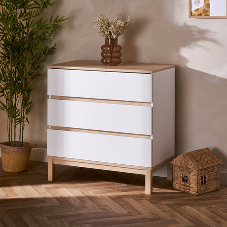 Obaby Astrid Mini 3 Piece Nursery Furniture Set with Mini Cot Bed & Dresser - White