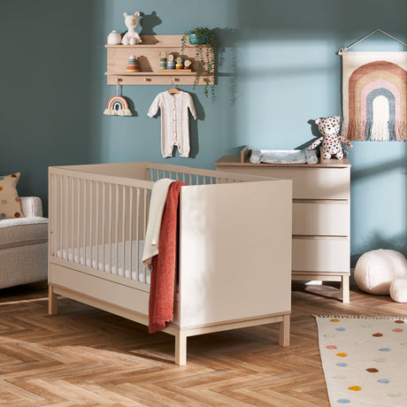 Obaby Astrid 2 Piece Nursery Furniture Set with Cot Bed and Dresser - Satin