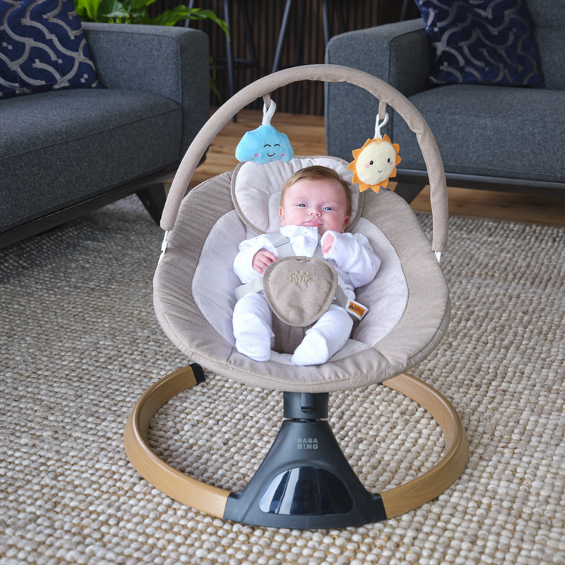 Bababing Hub 2 Bluetooth Newborn Swing - Grey/Beige