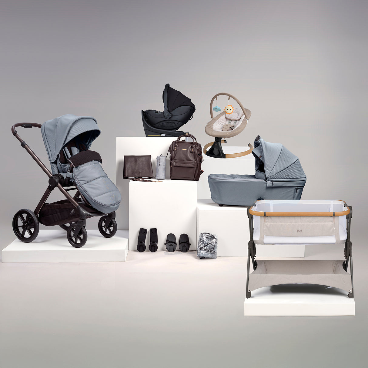 BabaBing 16 Piece Raffi Travel & Home Bundle with Spin Car Seat & ISOFIX Base - Duck Egg