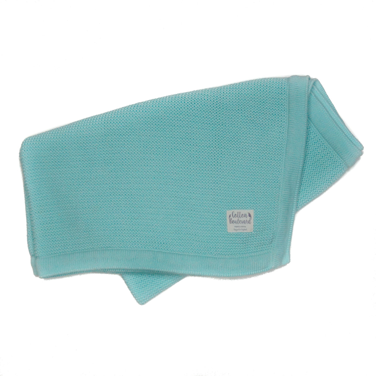 Cotton Boulevard Organic Cotton Knitted Baby Blanket 100x80cm - Aqua