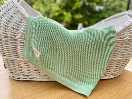 Cotton Boulevard Organic Cotton Knitted Baby Blanket 100x80cm - Sage Green