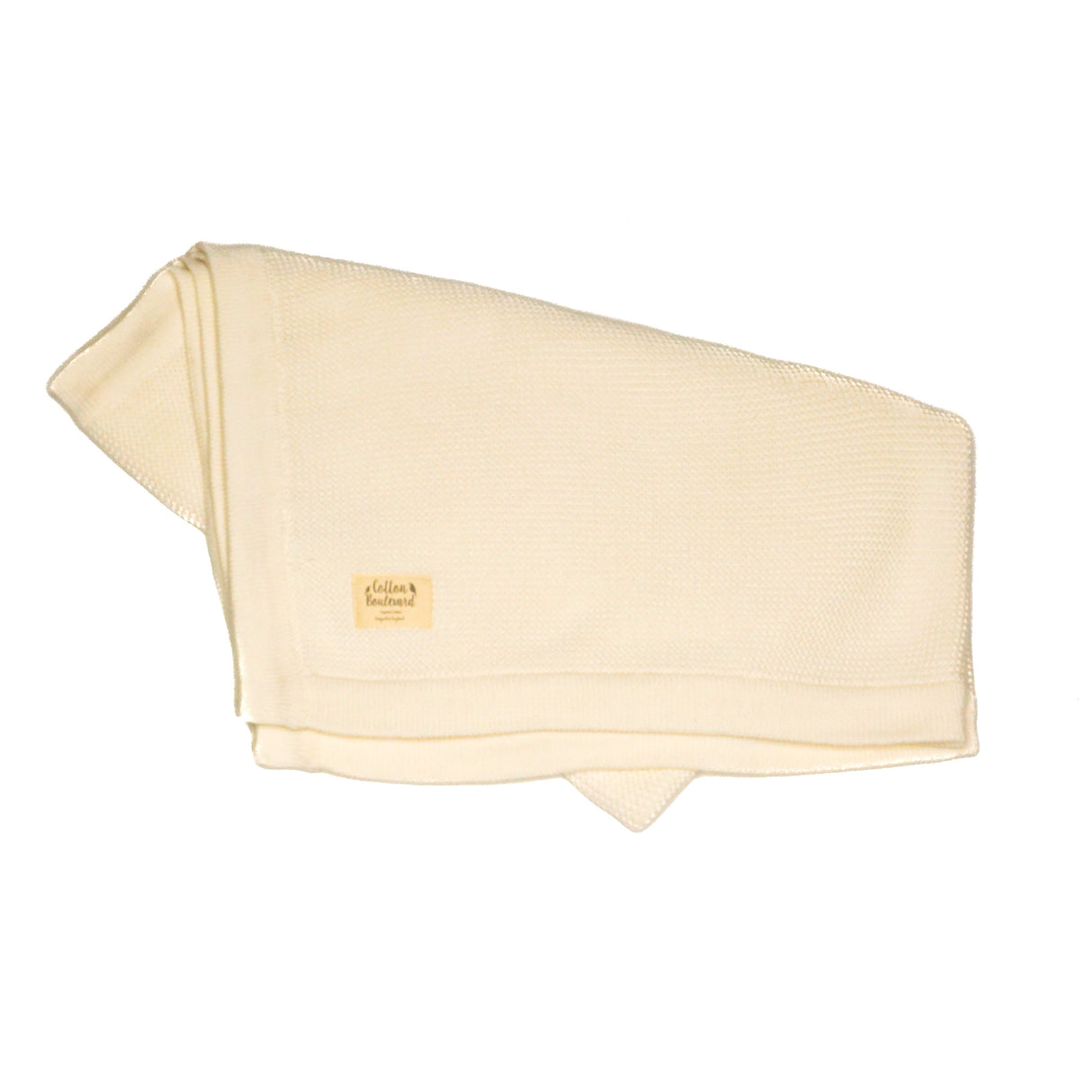 Cotton Boulevard Organic Cotton Knitted Baby Blanket 100x80cm - White