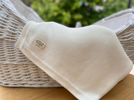 Cotton Boulevard Organic Cotton Knitted Baby Blanket 100x80cm - White