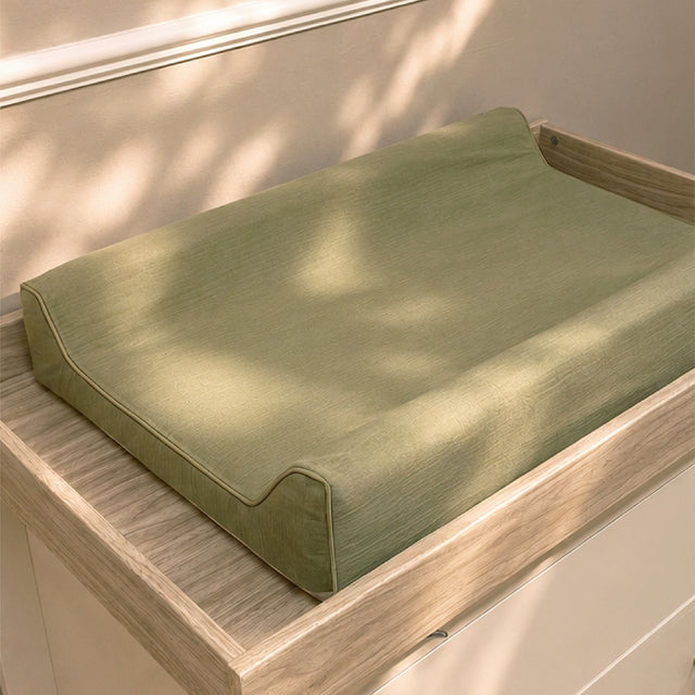 CuddleCo Wedge Muslin Changing Mat - Olive Green