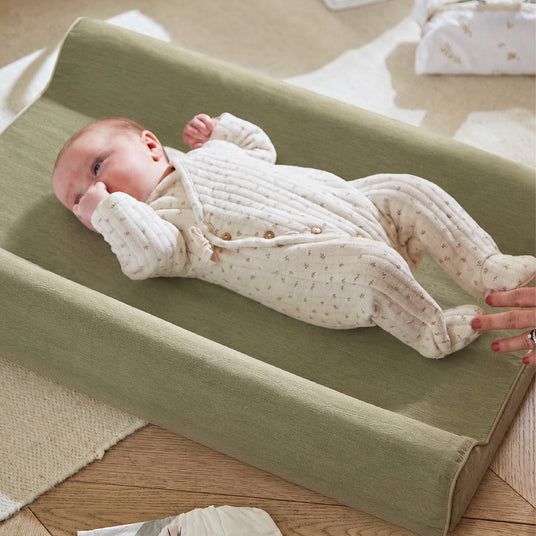 CuddleCo Wedge Muslin Changing Mat - Olive Green