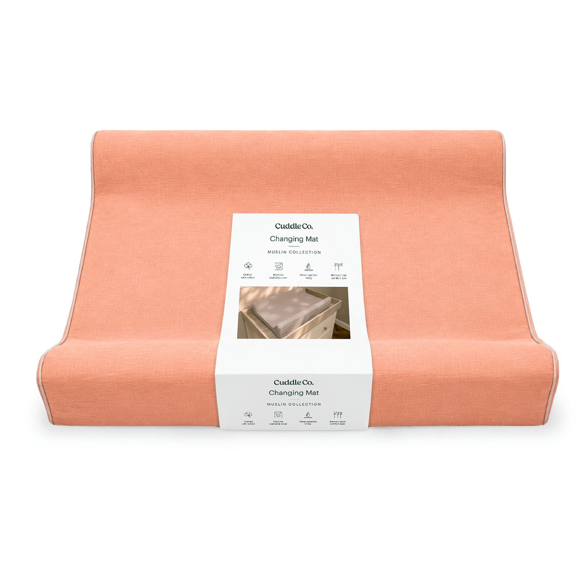 CuddleCo Wedge Muslin Changing Mat - Rose Pink