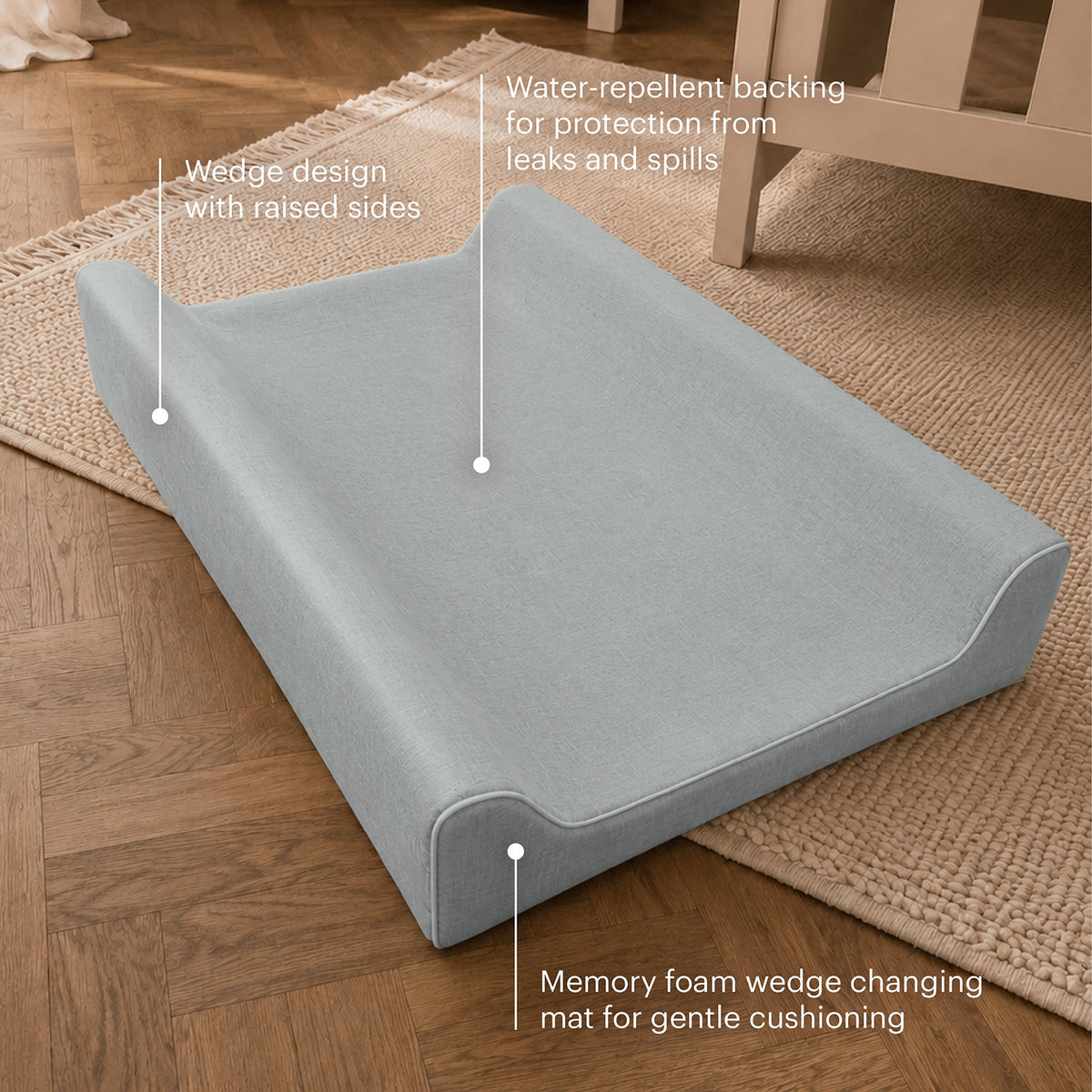 CuddleCo Wedge Muslin Changing Mat - Sea Salt Blue