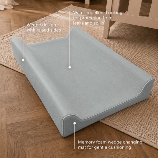 CuddleCo Wedge Muslin Changing Mat - Sea Salt Blue