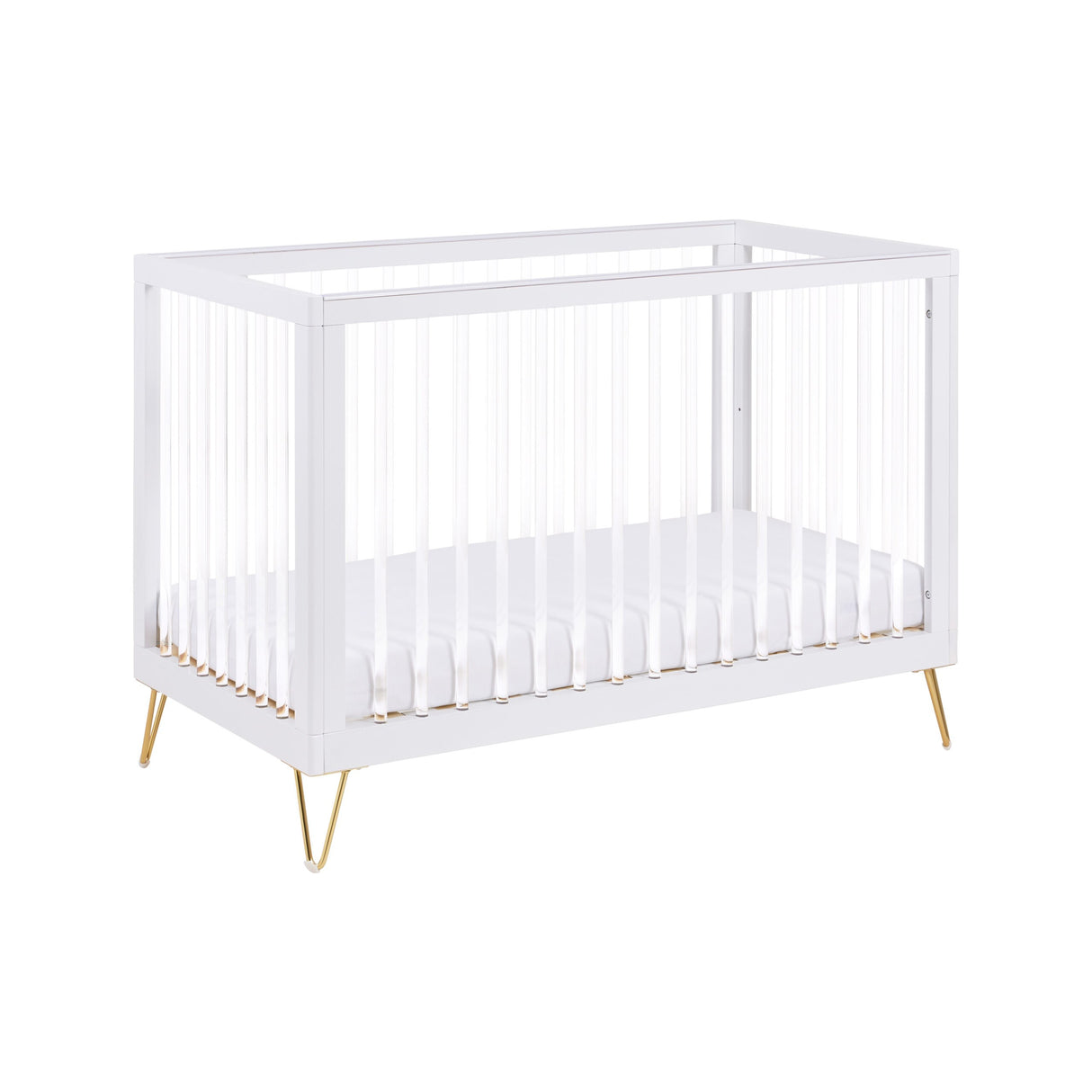 Babymore Kimi Acrylic 3 Piece Nursery Furniture Set with Cot Bed, Dresser and Wardrobe