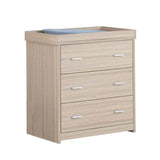 Babymore Luno 3 Piece Nursery Furniture Set with Cot Bed, Under Drawer, Dresser and Wardrobe - Oak