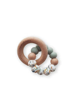 Chewies Wooden & Silicone Zoo Teething Ring - Sage/Cream