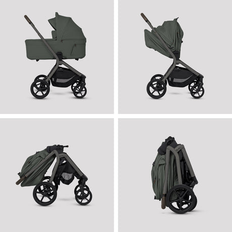 Silver Cross Breez Ultimate Family Travel System with Glide Plus 360, Approach Plus 360 Car Seat and ISOFIX Base - Pewter