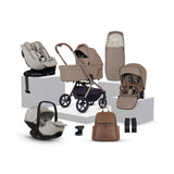Silver Cross Breez Ultimate Family Travel System with Glide Plus 360, Approach Plus 360 Car Seat and ISOFIX Base - Champagne
