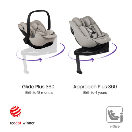 Silver Cross Breez Ultimate Family Travel System with Glide Plus 360, Approach Plus 360 Car Seat and ISOFIX Base - Champagne