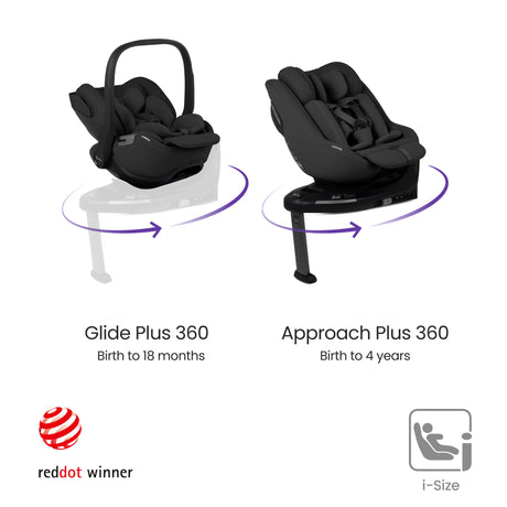 Silver Cross Breez Ultimate Family Travel System with Glide Plus 360, Approach Plus 360 Car Seat and ISOFIX Base - Pewter