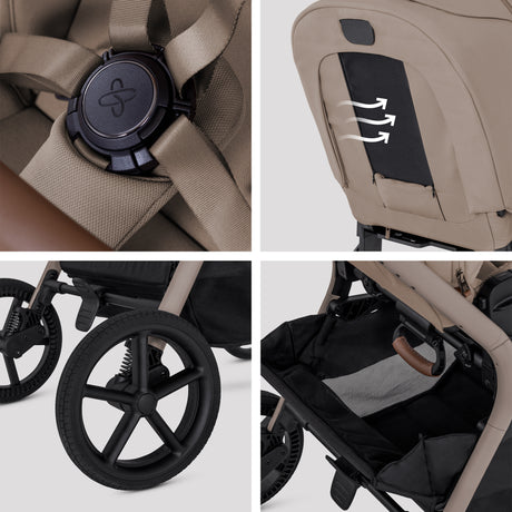 Silver Cross Breez Ultimate Travel System with Glide Plus 360 and ISOFIX Base - Champagne