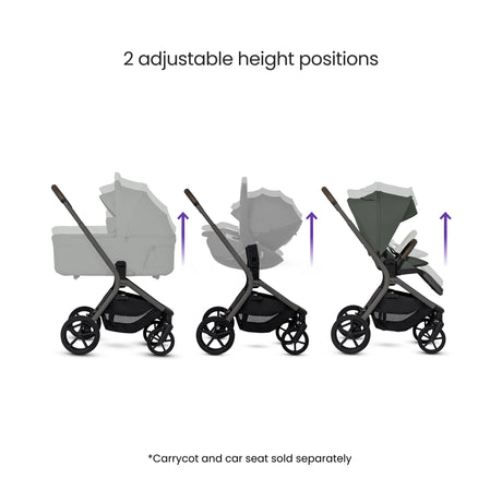 Silver Cross Breez Ultimate Family Travel System with Glide Plus 360, Approach Plus 360 Car Seat and ISOFIX Base - Pewter
