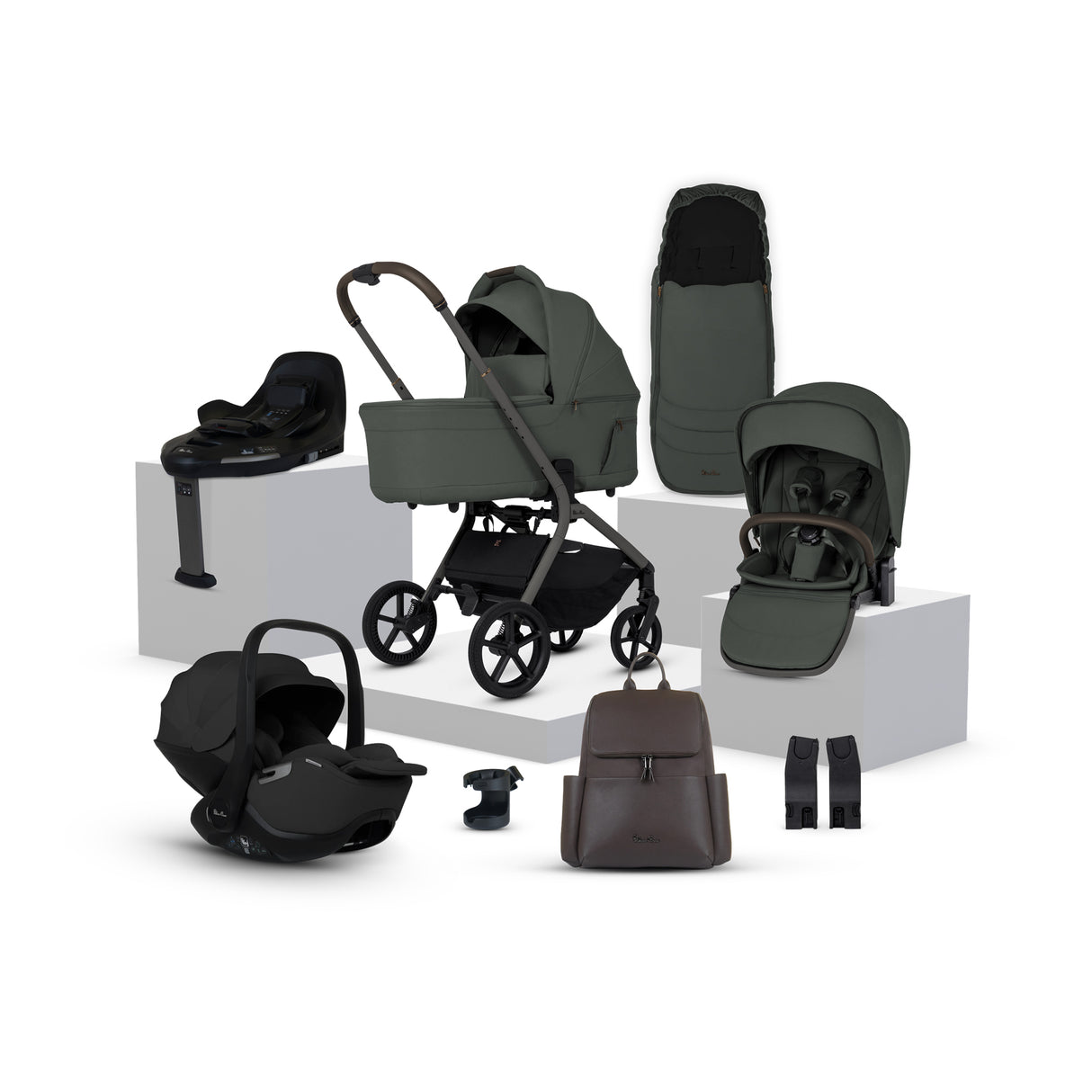 Silver Cross Breez Ultimate Travel System with Glide Plus 360 and ISOFIX Base - Pewter